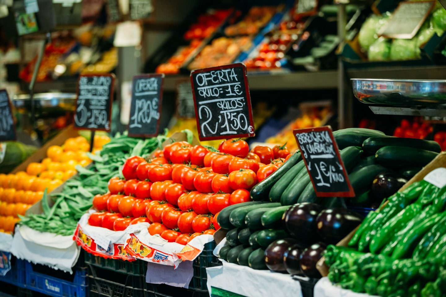 Agricultural products of local farmers in the grocery market